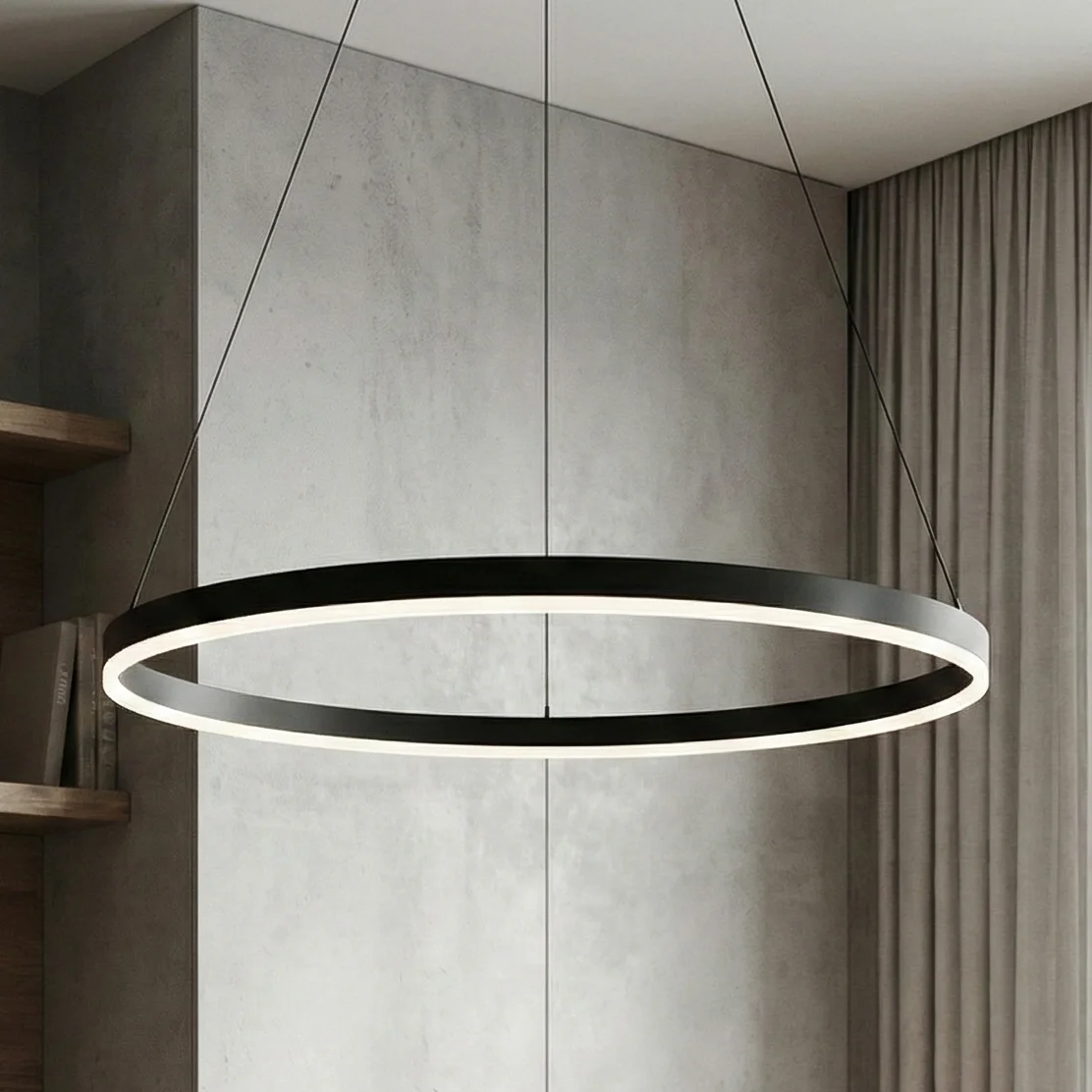 Черен LED полилей Ring — кръгъл алуминиев пръстен Ø60/80 см, 27W/36W