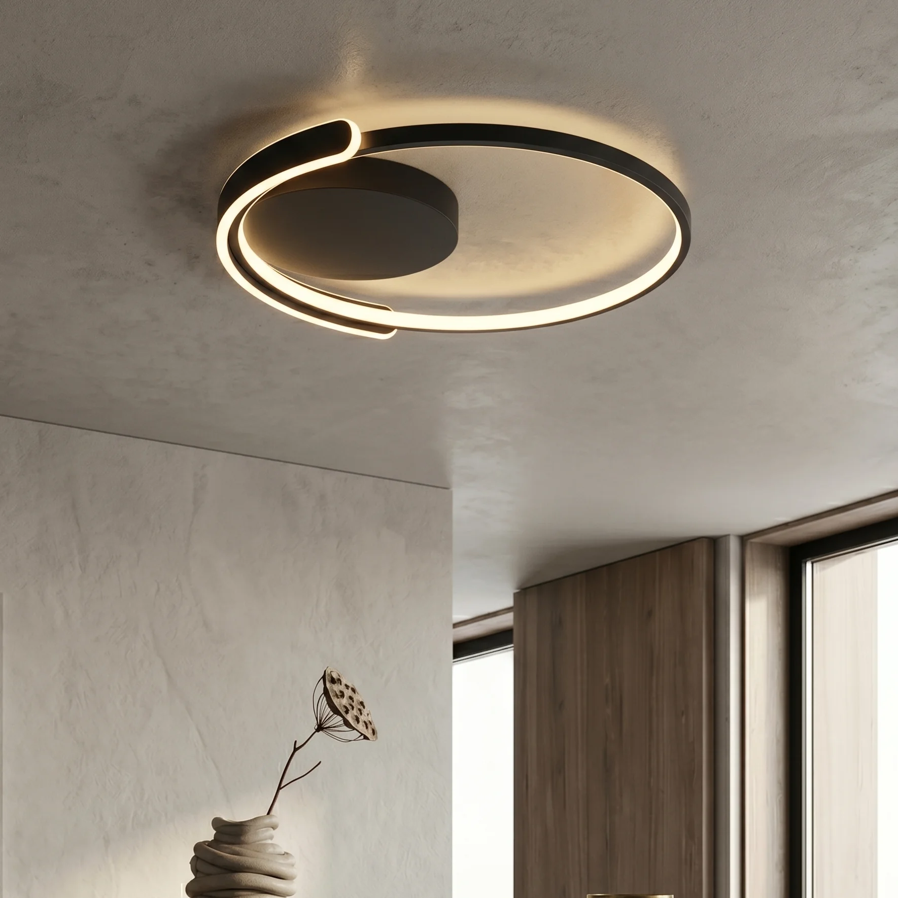 LED плафон Core черен Ø40 см 45W 3000K